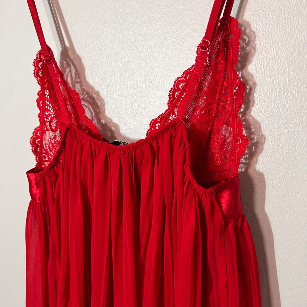 Victorias Secret Very Sexy Lingerie Lace Satin Teddy Sheer Babydoll Top Red XS - Picture 11 of 16